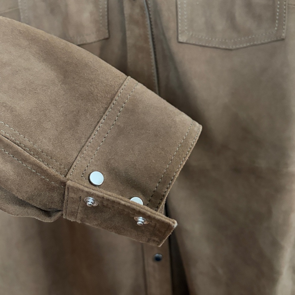Massimo Dutti brown suede leather jacket shirt medium - Picture 4 of 5